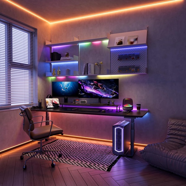 Hotel restaurant with decorative ambient lighting